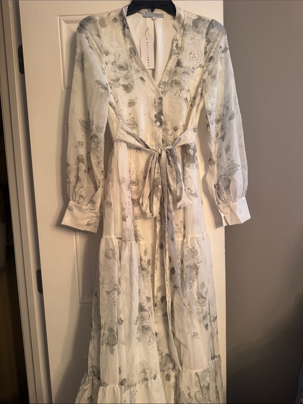 Baltic Born Ivory Maxi Dress with Sage Floral Print